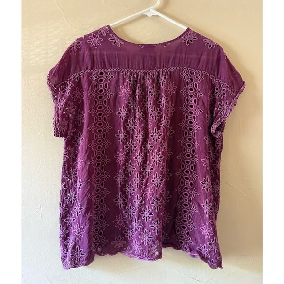 Johnny Was Flower Eyelet Leith Shirt Blouse C19220 sz medium - Picture 5 of 5